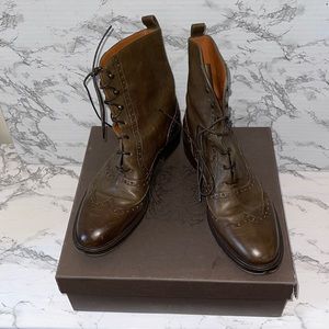 SARTORE  BROWN MENS LACE UP BOOTS WITH WING TIP DESIGN SIZE EUR  41  US SIZE 8